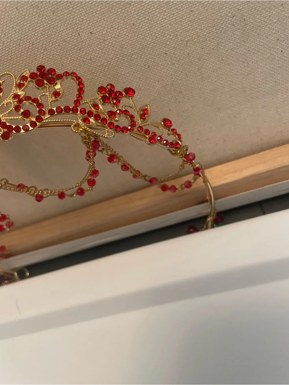 Red Filigree metal Tiara Crown - Elegant Women9s Hair Accessory